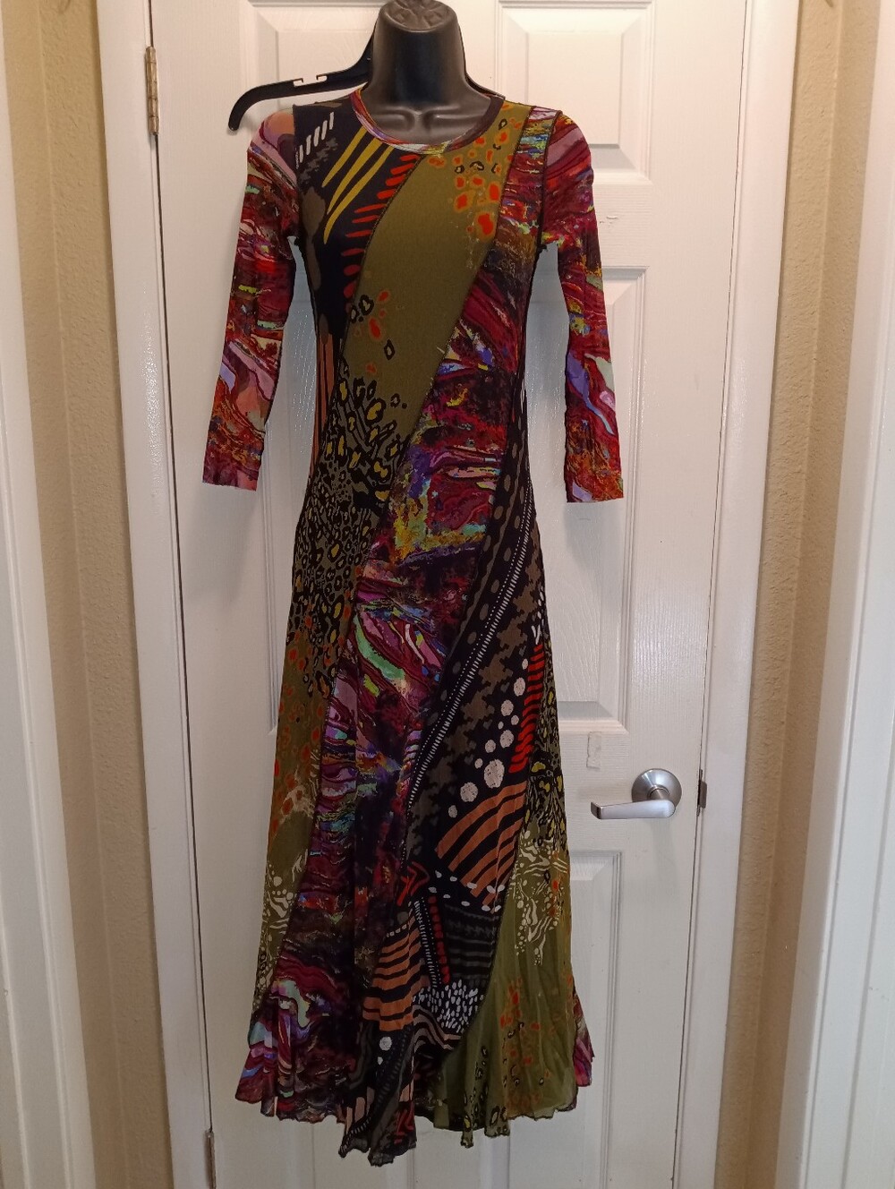 Jean Paul Gaultier Fuzzi Vintage Multi-Color Long Sleeve Maxi Dress